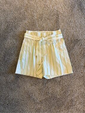 Banana Republic Cream Shorts with Lime Stripe Tie-Waist